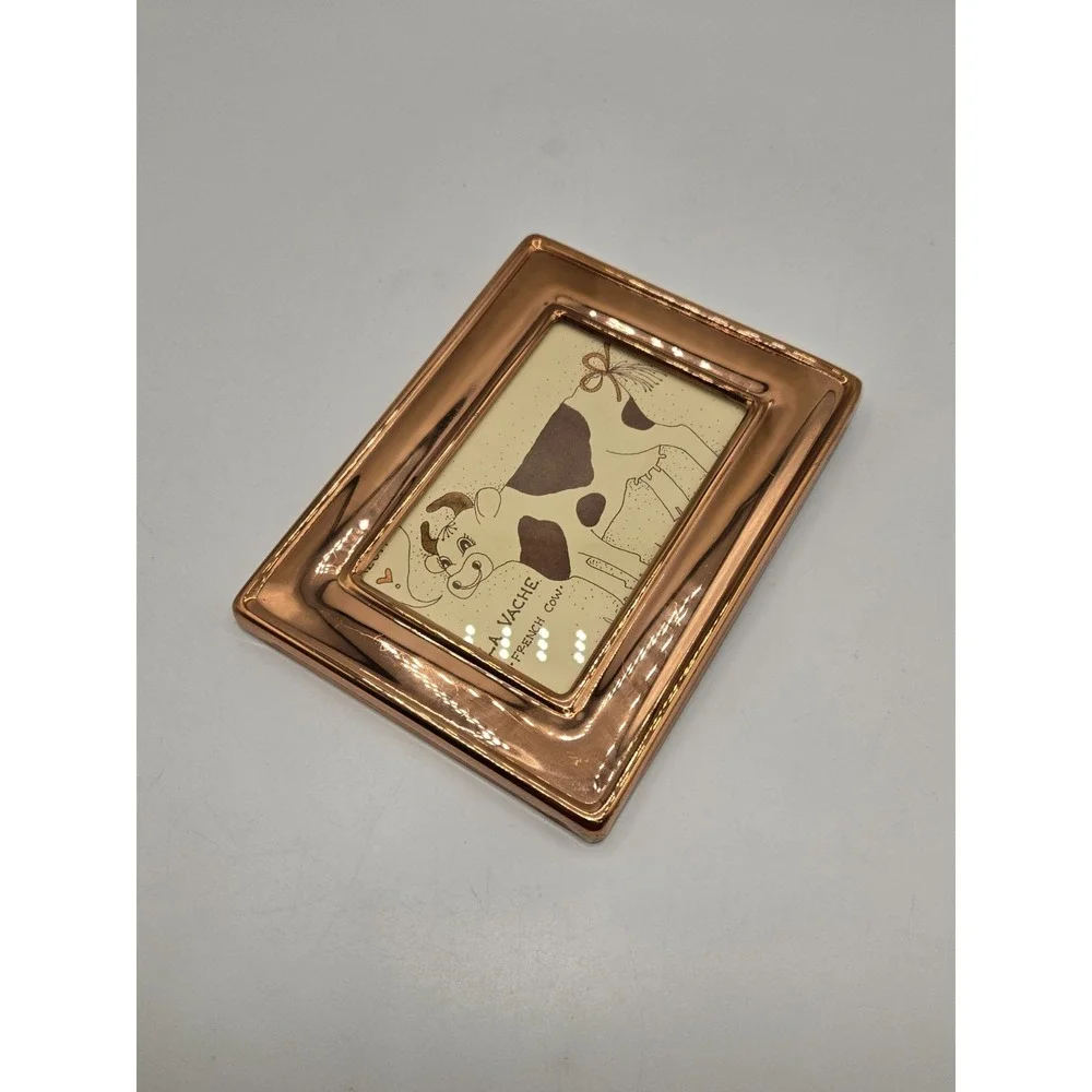 Copper Tone Picture Frame La Vache French Cow Whimsical Farmhouse Decor